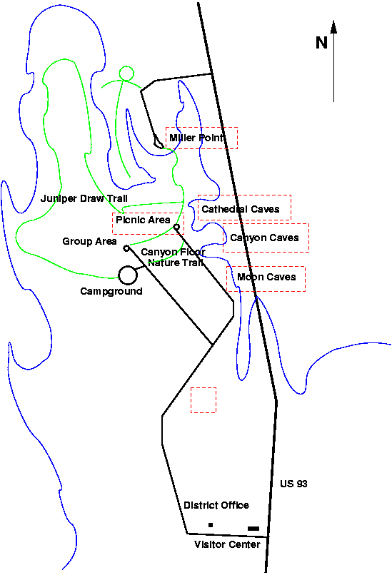 Map of Cathedral 
Gorge State Park